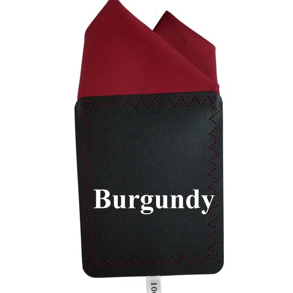 New - Burgundy Cotton Pre-Folded Pocket Square Handkerchief Insert - Picture 3 of 5